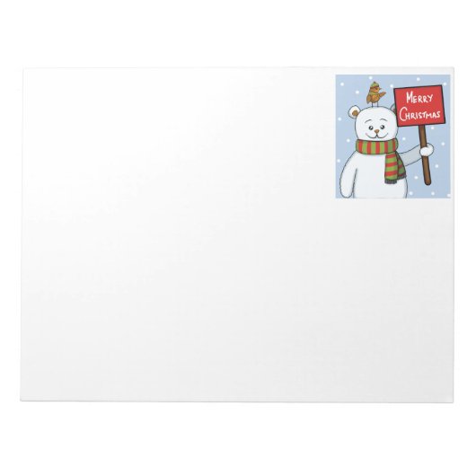 Polar Bear and Robin Christmas Greeting Notizblock (Vorderseite)