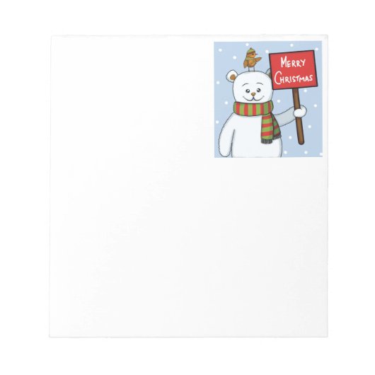 Polar Bear and Robin Christmas Greeting Notizblock (Vorderseite)