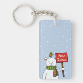 Polar Bear and Robin Christmas Greeting Schlüsselanhänger