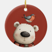 Polar Bear and Robin Merry Christmas Keramik Ornament (Hinten)