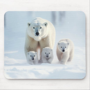 Polar Bear Animal Family Wandering Mousepad