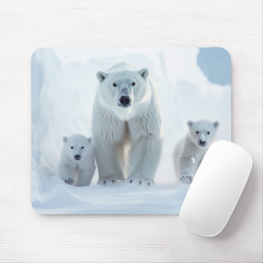 Polar Bear Animal Family Wandering Mousepad (Mit Mouse)