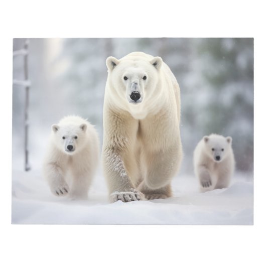 Polar Bear Animal Family Wandering Notizblock (Vorderseite)