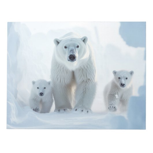 Polar Bear Animal Family Wandering Notizblock (Vorderseite)