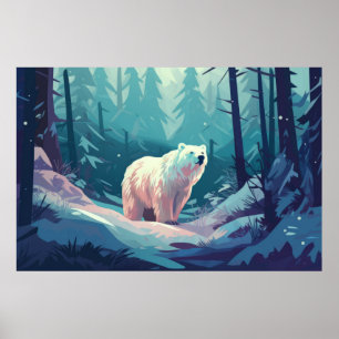 Polar Bear Animal Forest Nature Wilderness Poster