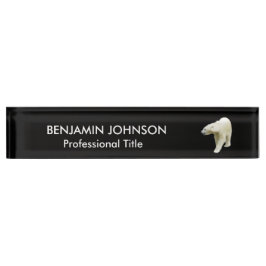 Polar Bear Animal in Black Namensplakette