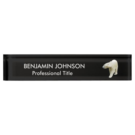Polar Bear Animal in Black Namensplakette (Vorderseite)