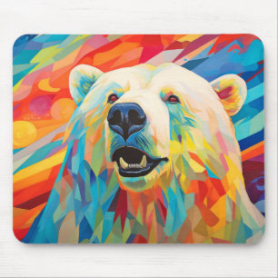 Polar Bear Animal Portrait Farbige Malerei Mousepad