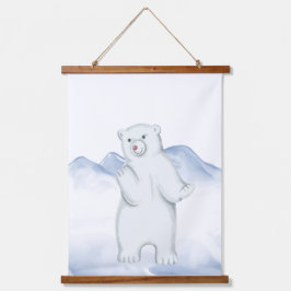Polar Bear Arctic Animal Kinderzimmer Wall Decke Wandteppich Mit Holzrahmen