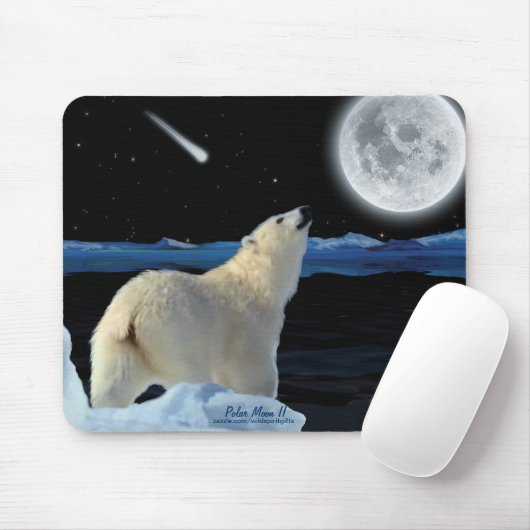 Polar Bear & Arctic Moon Wildlife Art Mousepad (Mit Mouse)