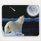 Polar Bear & Arctic Moon Wildlife Art Mousepad (Vorne)