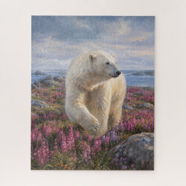 Polar Bear Arctic Tundra Wildflower Art Puzzle
