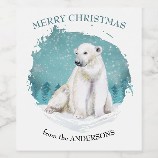 Polar Bear Arctic Winter Weinetikett (Einzelnes Label)