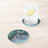 Polar Bear Art Gönnt Native Art Wildlife Untersetz Sandstein Untersetzer (Seite)