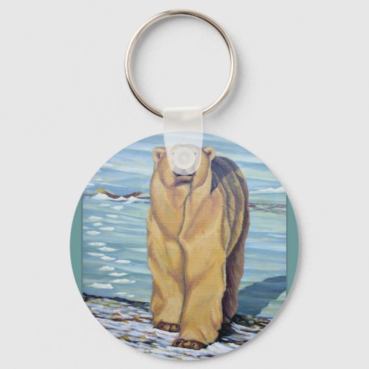 Polar Bear Art Key Chain Canadian Wildlife Geschen Schlüsselanhänger (Vorderseite)