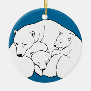 Polar Bear Art Ornament Mother Bear Baby Bear Gesc