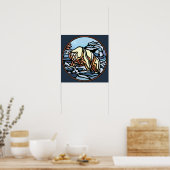 Polar Bear Art Print Tribal Wildlife Wohngestaltun Poster (Küche)