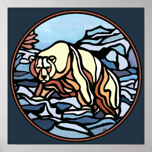 Polar Bear Art Print Tribal Wildlife Wohngestaltun Poster (Vorne)