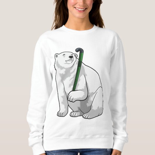 Polar bear at Hockey with Hockey stick Sweatshirt (Vorderseite)