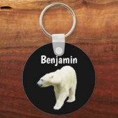 Polar Bear auf Black Personalisiert Name Schlüssel Schlüsselanhänger (Vorderseite)
