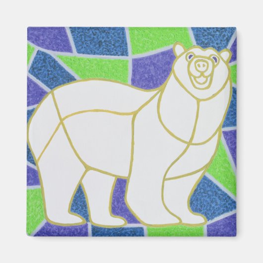 Polar Bear auf festem Glas Magnet (Vorne)