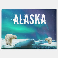 Polar Bear Aurora Borealis Alaska Magnet
