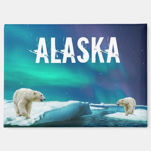 Polar Bear Aurora Borealis Alaska Magnet (Vorderseite)