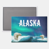Polar Bear Aurora Borealis Alaska Magnet (Vorderseite/Rückseite)