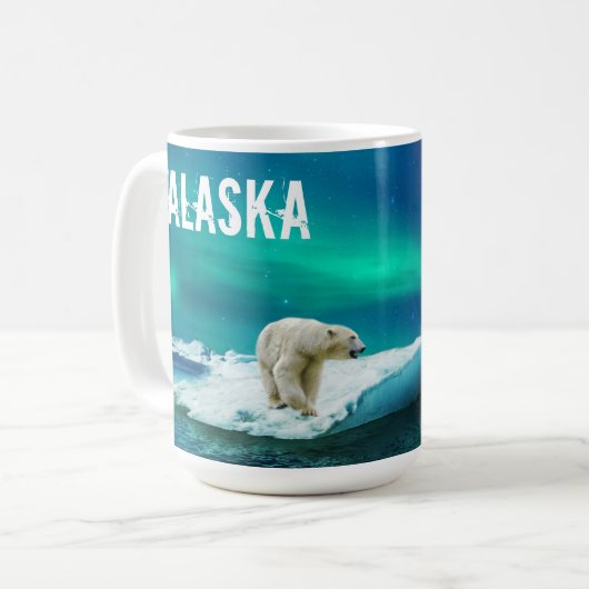 Polar Bear Aurora Borealis Alaska Tasse (Vorderseite Links)