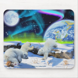 Polar Bear & Aurora Borealis Art Mousepad