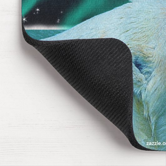 Polar Bear & Aurora Borealis Art Mousepad (Ecke)