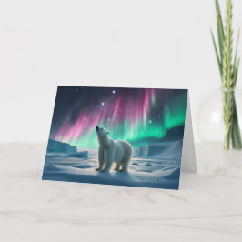 Polar Bear Aurora Borealis Northern Lights Arctic Feiertagskarte