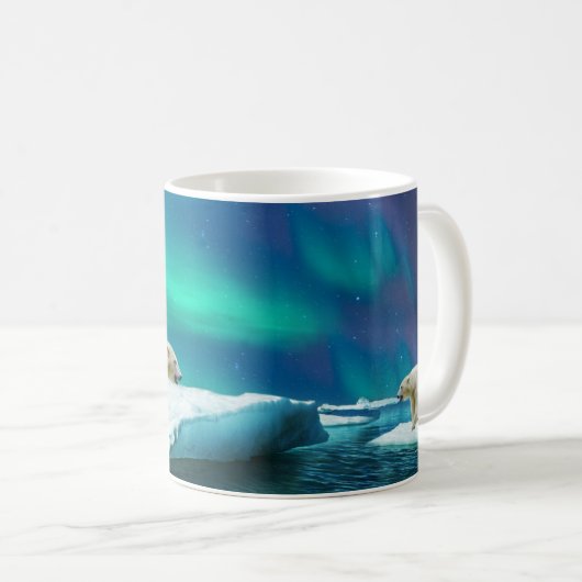 Polar Bear Aurora Borealis Personalisierte Mug Kaffeetasse (VorderseiteRechts)
