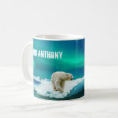 Polar Bear Aurora Borealis Personalisierte Mug Kaffeetasse (Vorderseite Links)