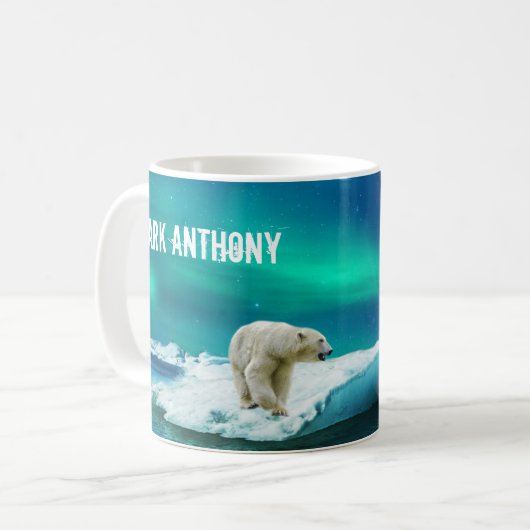 Polar Bear Aurora Borealis Personalisierte Mug Kaffeetasse (Vorderseite Links)