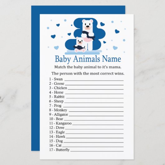 Polar bear Baby Animals Name Game (Vorne/Hinten)