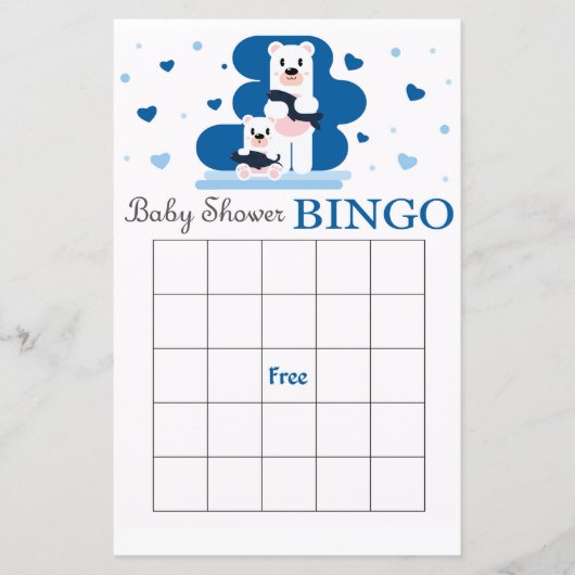 Polar bear baby dusche bingcard (Vorderseite)