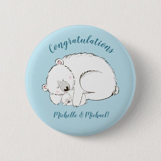 Polar Bear Baby Dusche Button (Vorderseite)