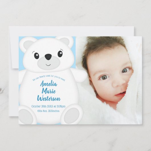 Polar Bear Baby Dusche Einladung (Vorderseite)