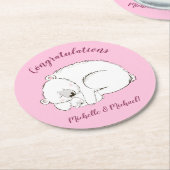 Polar Bear Baby Dusche Pink Girl Runder Pappuntersetzer (Angewinkelt)