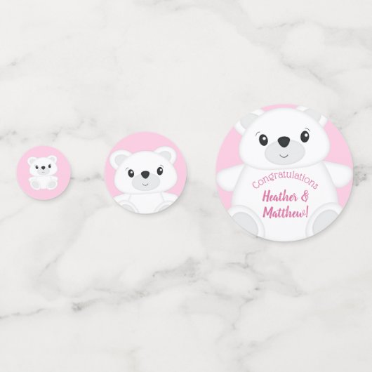 Polar Bear Baby Dusche Pink Konfetti (Rückseiten)