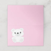 Polar Bear Baby Dusche Pink Platzkarte (Außenseite Aufgefaltet)