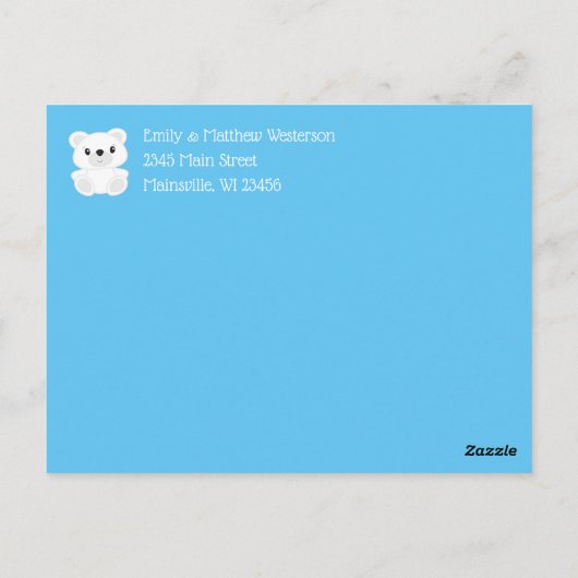 Polar Bear Baby Dusche Postkarte (Rückseite)