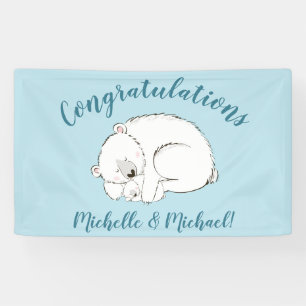 Polar Bear Baby Dusche Winter Blue Boy Banner