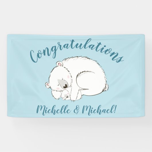 Polar Bear Baby Dusche Winter Blue Boy Banner (Horizontal)