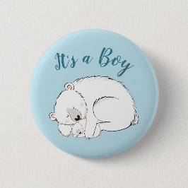 Polar Bear Baby Dusche Winter Blue Boy Button