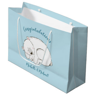 Polar Bear Baby Dusche Winter Blue Boy Große Geschenktüte
