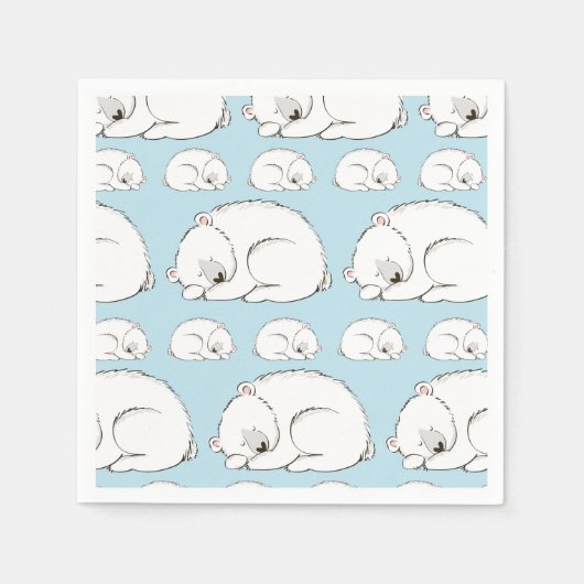 Polar Bear Baby Dusche Winter Blue Boy Serviette (Vorderseite)