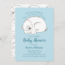 Polar Bear Baby Dusche Woodland Winter Boy Blue