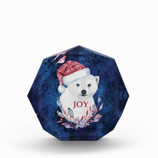 Polar Bear Baby Hat Bird Christmas Joy Fotoblock (Vorderseite)